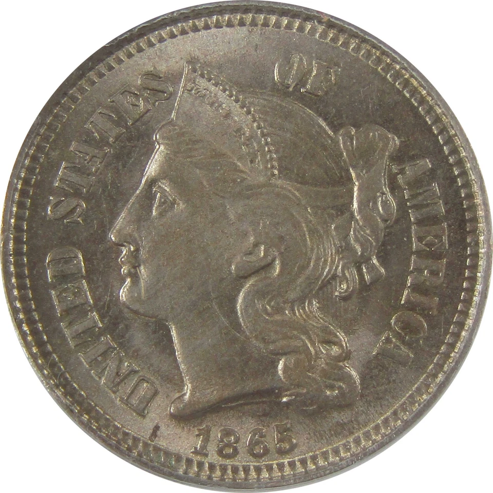 1865 Nickel Three Cent Piece MS 63 ANACS Uncirculated SKU:CPC0794 - Image 3 of 4