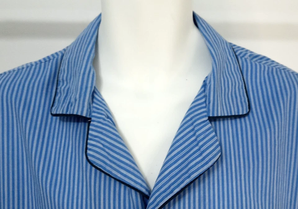 Conjunto de pijama Safford masculino 2 peças LT grande Tal1 pijama listra azul mistura de algodão PJs - Imagem 2 de 4