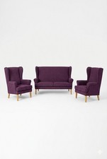 WING CHAIR & 2 SEATER SOFA 3-PIECE SUITE (ORTHOPAEDIC HIGH BACK LUMBAR SUPPORT)