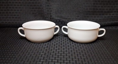 Williams-Sonoma Essential White 2 1/4 X 4 3/4 Soup Bowls with Handles Set of 2