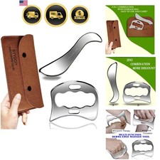 2 in 1 Stainless Steel Muscle Scraper Tools Set Gua Sha Massage Scraper Scrap...
