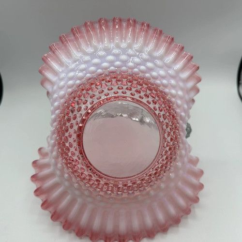 Fenton Cranberry Opalescent Hobnail Brides Basket - Picture 8 of 10