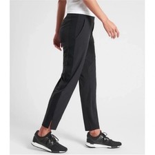 Athleta Brooklyn Ankle Pants Womens 4 Black Stretch Mid Rise Tapered Leg Casual