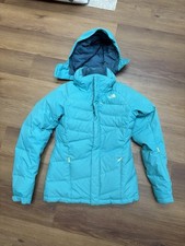 The North Face Blue Zip-Up Down Hooded Jacket Small