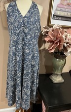 Pact Fit Flare Open Back Looking Glass Floral Organic Cotton MIDI Dress SizeXL