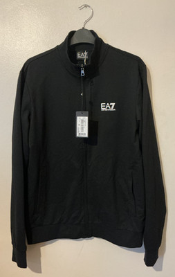 Armani EA7 Track Jacket Zip Up Core Identity Cotton Pockets Medium BNWT Black