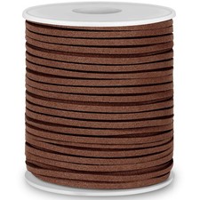 Flat Leather String Cord, Suede Ribbon for Jewelry Making, Dark Brown