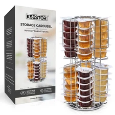 Chrome Storage Carousel for Bartesian Capsules - 48 Pod Rotating Holder