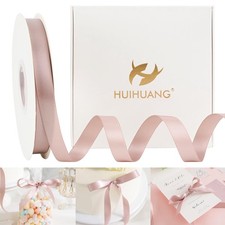 50 Yards 1/2" Dusty Rose Pink Double-Faced Satin Ribbon for Gift Wrapping