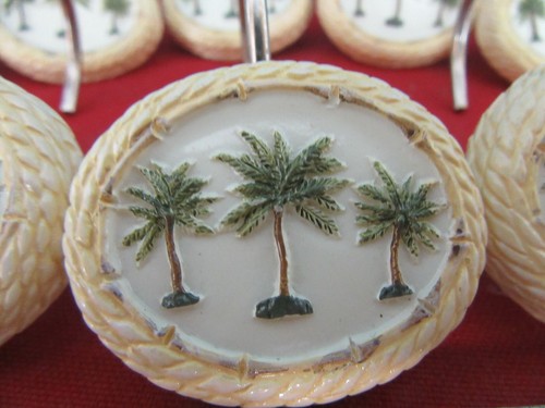 35. Set of 12 Oval Shower Curtain Hooks Three 3 Palm Trees Inside Frame - Bild 2 von 5