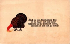 Thanksgiving Postcard - A Thanksgiving Greetings - Embossed Turkey