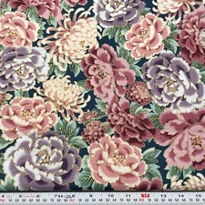 Imperial Collection Robert Kaufman Metallic Florals Teal Cotton by the HALF YARD