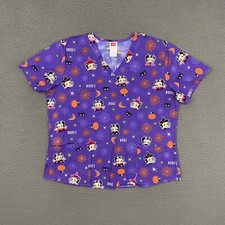 Betty Boop Scrub Top Womens Large Purple Cute Halloween Nurse Cartoon Workwear