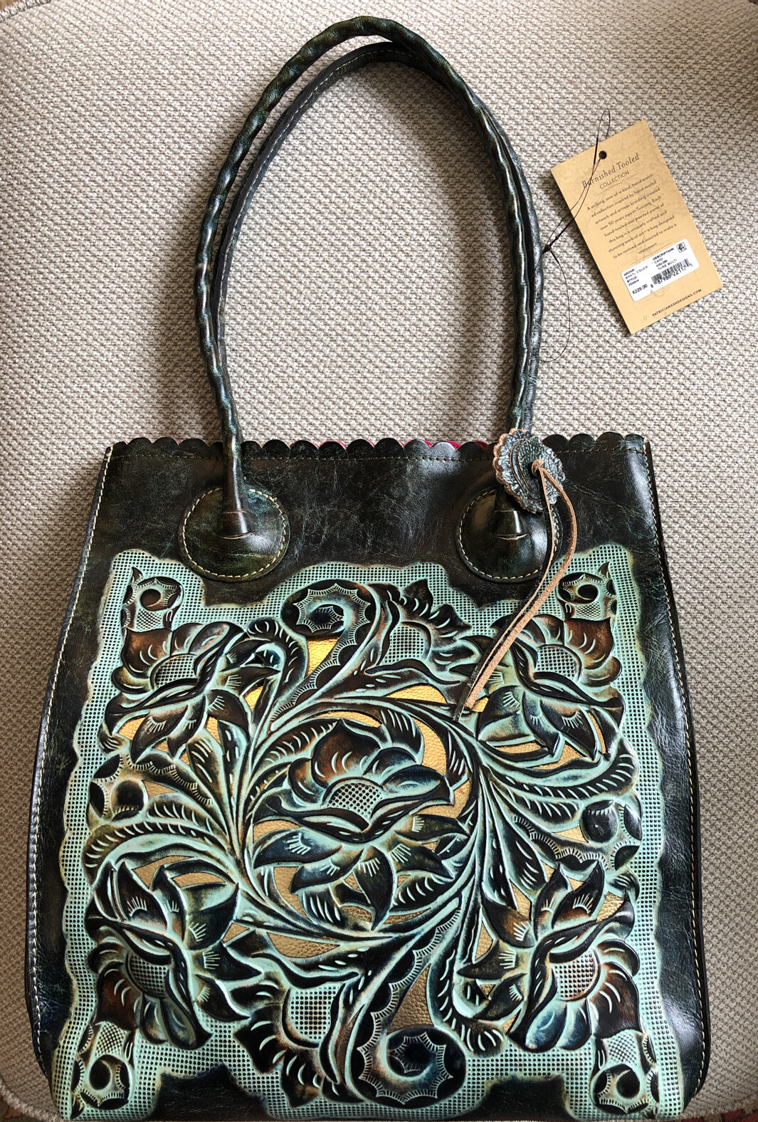 patricia nash turquoise tooled cavo tote