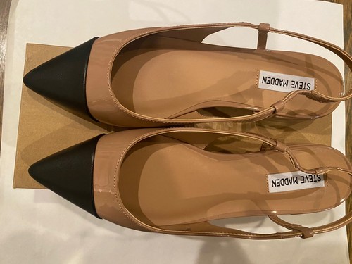 Zapatos Steve Madden Allure 8M Desnudo Brillante Charol Punta Punta Cordones - Imagen 4 de 9