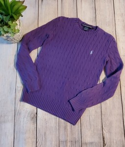 ralph lauren women's cable knit crew neck sweater