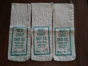 3 Vintage West Coast Shot CO. 25 Lbs. No 8 Empty Canvas Bags  Medford, Oregon