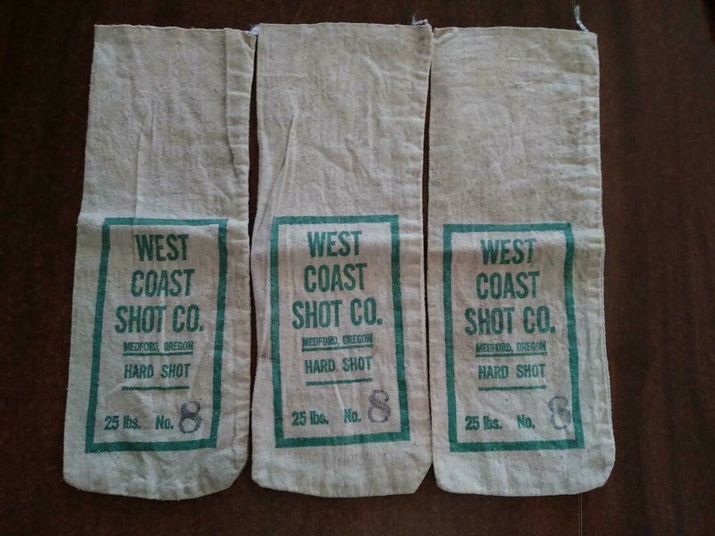 3 Vintage West Coast Shot CO. 25 Lbs. No 8 Empty Canvas Bags  Medford, Oregon