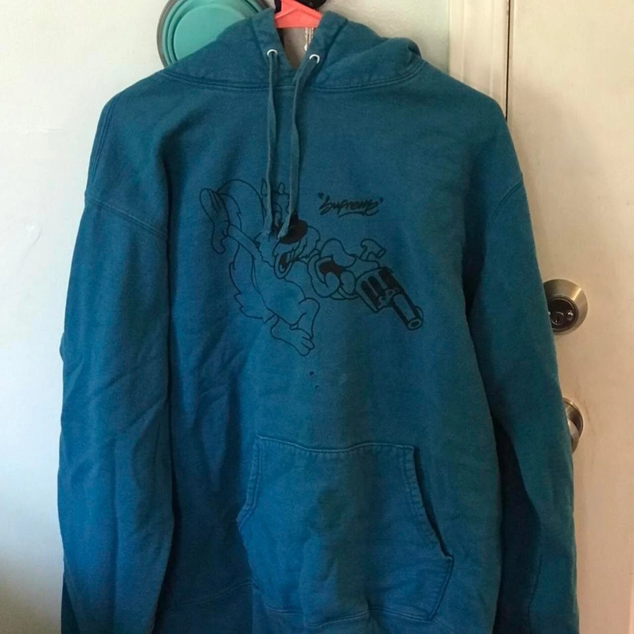Sweat à capuche Supreme Lee quinones couleur aqua foncée taille xl s'estompe et ainsi de suite