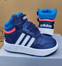 Infant Baby Boy Girls Adidas Hoops Mid Trainers Toddler Children Blue