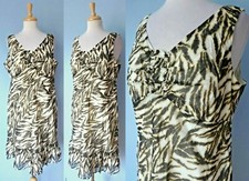 NWT$129 Talbots Petites 100% Cotton Brown Animal Print Ruffle Dress Women 16P LP