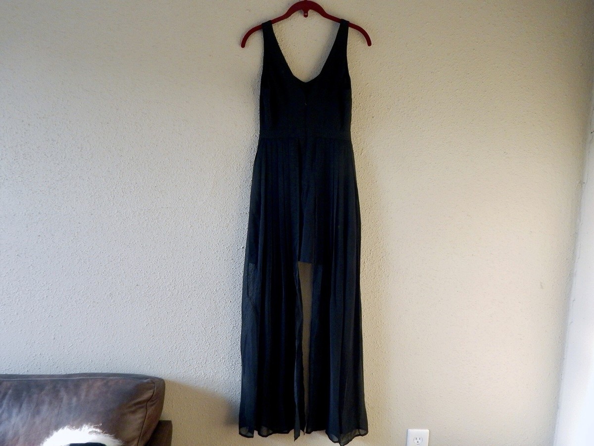Sparkle & Fade Textured Crepe High & Low Chiffon Overlay Maxi Gown Dress |  eBay