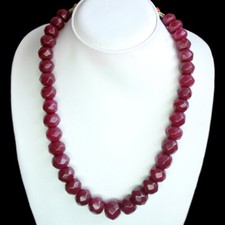 BREATHTAKING QUALITY 744.00 CTS NATURAL FACETED RED RUBY BEADS NECKLACE RS