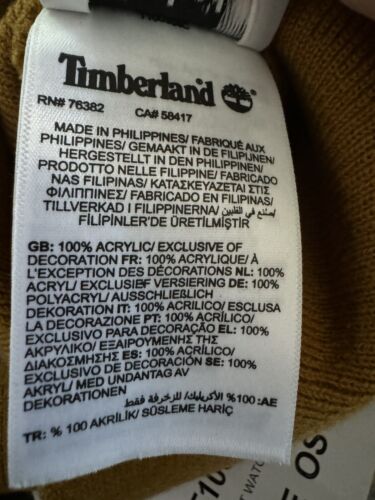 Timberland Embroidered Logo Rib Knit Cuffed Beanie Hat Black Size OSFM New - Bild 3 von 5