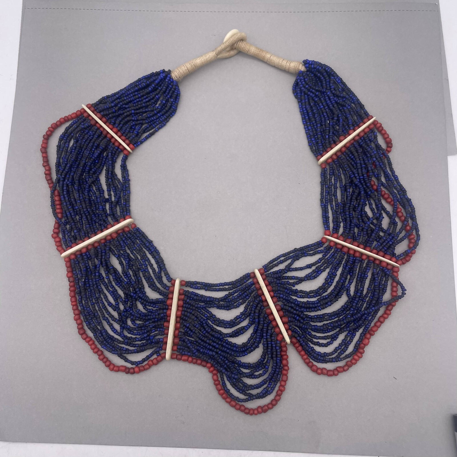 Multistrand Blue Beaded Layered Statement Necklac… - image 2