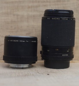 Minolta MD 100mm F4 Macro 1:2 lens Plus 1:1 Extension Tube