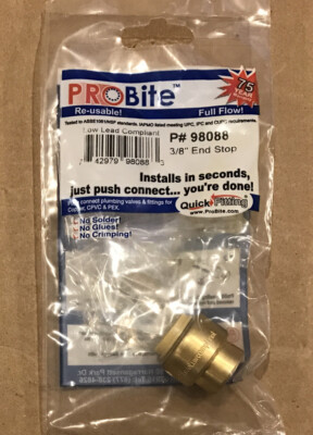 Probite Quick Fitting Brass Push Connect End Stop 3/8'' Inch - 98088