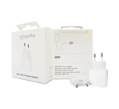 PowerRay Charger 20W USB C Schnelllader, 3A, CE, für iPhone, S20 usw., weiß, OVP