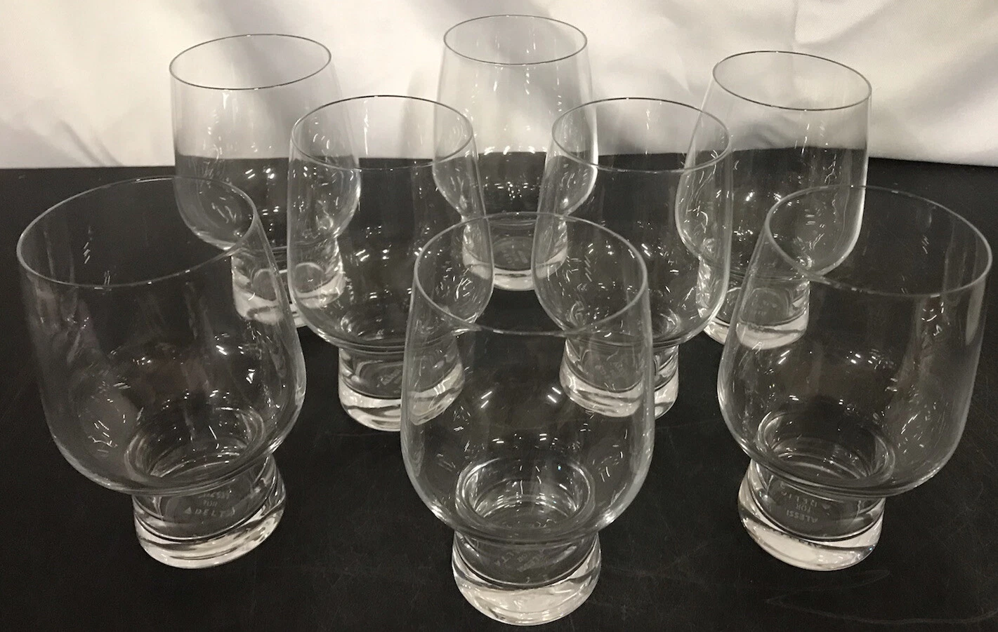 8 NEW ALESSI DELTA AIRLINES 044207725 WINE GLASS SHORT STEM GLASSES 4.5 Height