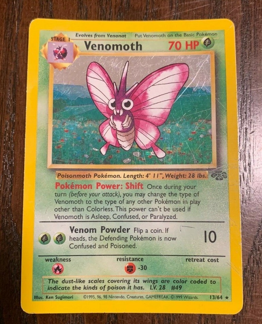 1ST EDITION JUNGLE NON-HOLO VENOMOTH 29/64 POKEMON CARD 6662