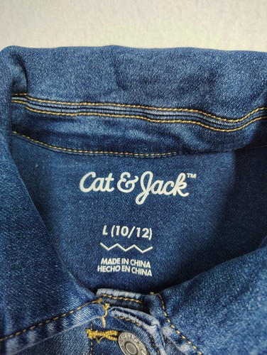 Cat & Jack Denim Jean Jacket Girls Size L 10-12 Classic Cowgirl Flirty Blue - Picture 6 of 12