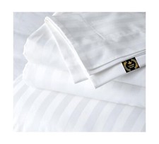 100 Egyptian Cotton Sheets Queen Size 1000 Thread Count White Striped Q