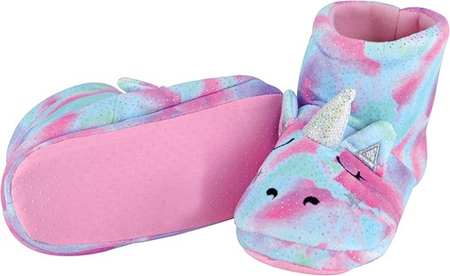 Girls Dreamy Unicorn Pastel Rainbow Sparkly Fleece 3D Slipper Boots Sizes 9-3 - Picture 4 of 4