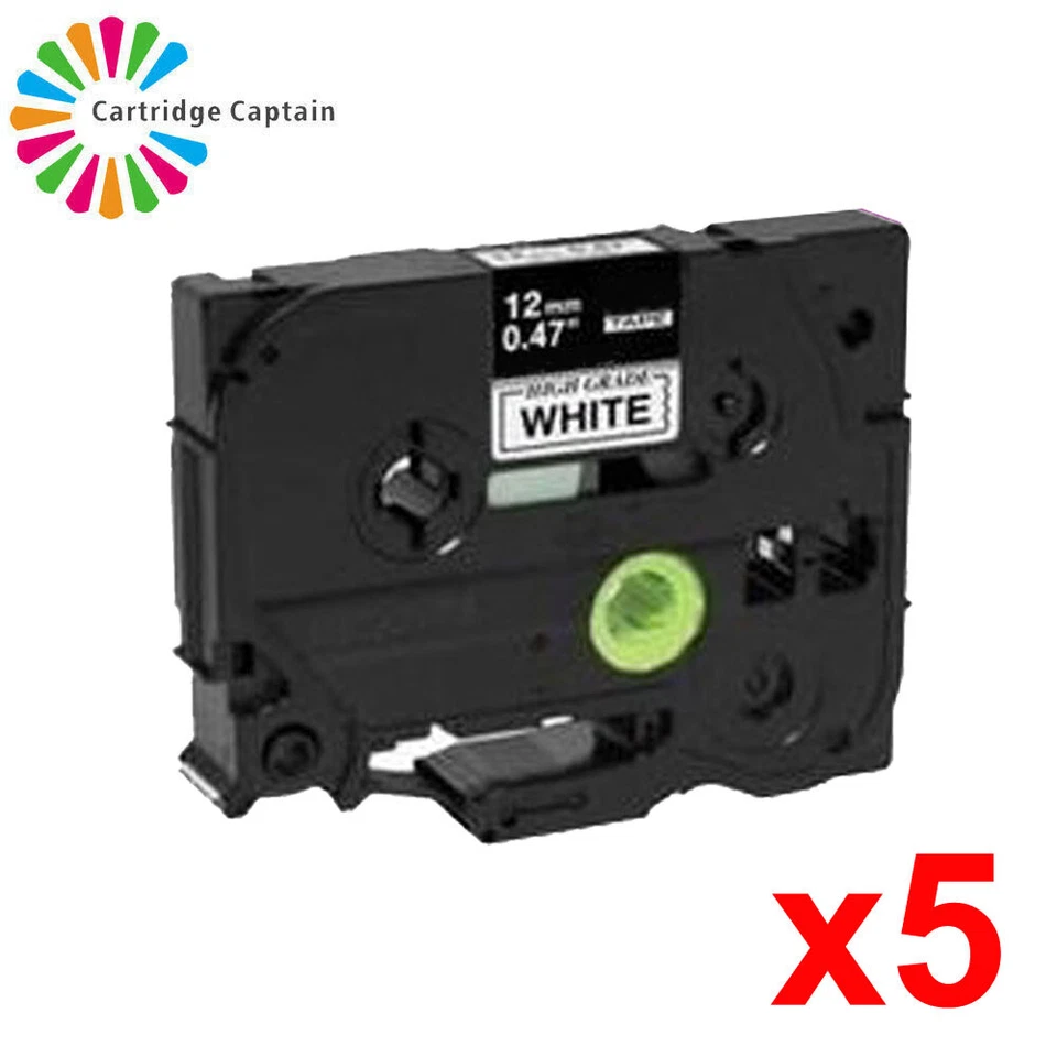 PRESTIGECARTRIDGE 5 Label Tape fits Brother P-Touch TZHG231 High Grade Black On White 12mm x 8m