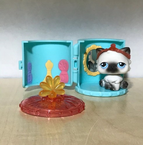 Littlest Pet Shop LPS 2004 #60 grau & weiß Katze mit Tragetasche, Vintage, SELTEN - Bild 2 von 5