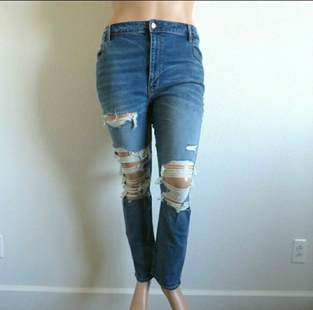 American Eagle Next Level Stretch Cool TORN Jeggings Plus Size 24