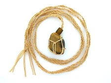 Tigereye Cotton Thread Macrame Wrapped Necklace Gem Gemstone Pendant Necklace 