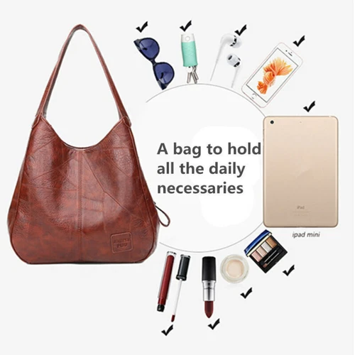 New Women Designer Leather Shoulder Bag Large Capacity Ladies Handbag Hobo Tote - Picture 7 of 24