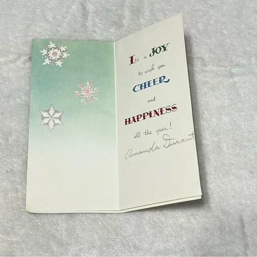 Biglietto di Natale Auguri Fiocchi di Neve Verde Vintage - Foto 2 di 3