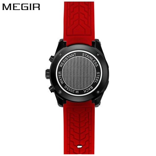 MEGIR Sport Men Watch Chronograph Quartz Wristwatch Silicone band Army Watches - Picture 9 of 13