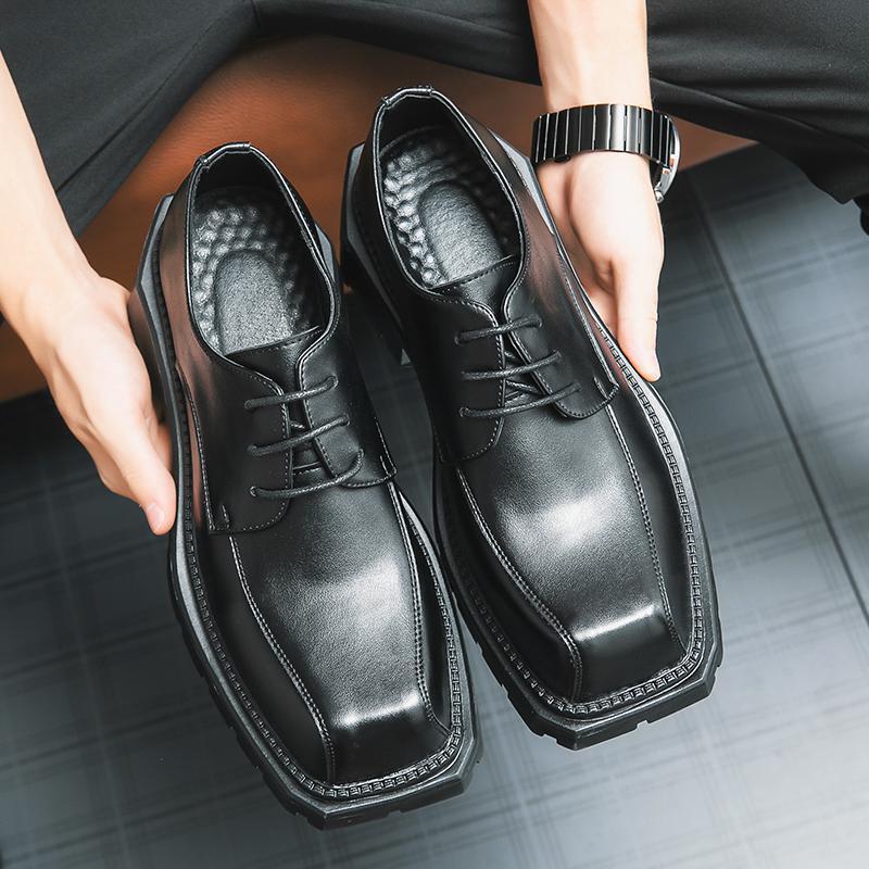 SAOLA Scarpe Oxford uomo British punta quadrata plateau eleganti business stringate derby party