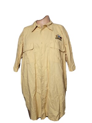 Cabela's Outdoor Gear Button Up Shirt Yellow Floral Embroidered Logo XL Tall