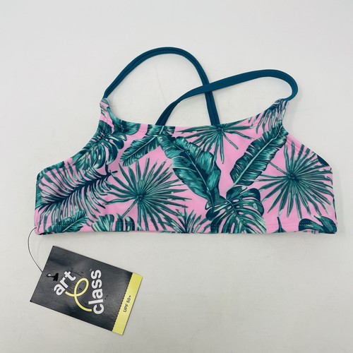 Art Class Girls Size Medium 8 Miami Tropics Bralette Bikini Swim Top Pink 1320