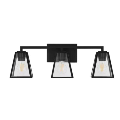 Home Decorators Mackenzie Place 24 in. 3-Light Black Vanity Light w/ Clear Glass