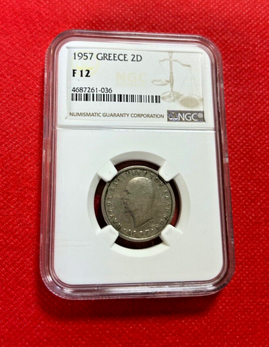 1957 GREECE 2D COIN NGC F 12