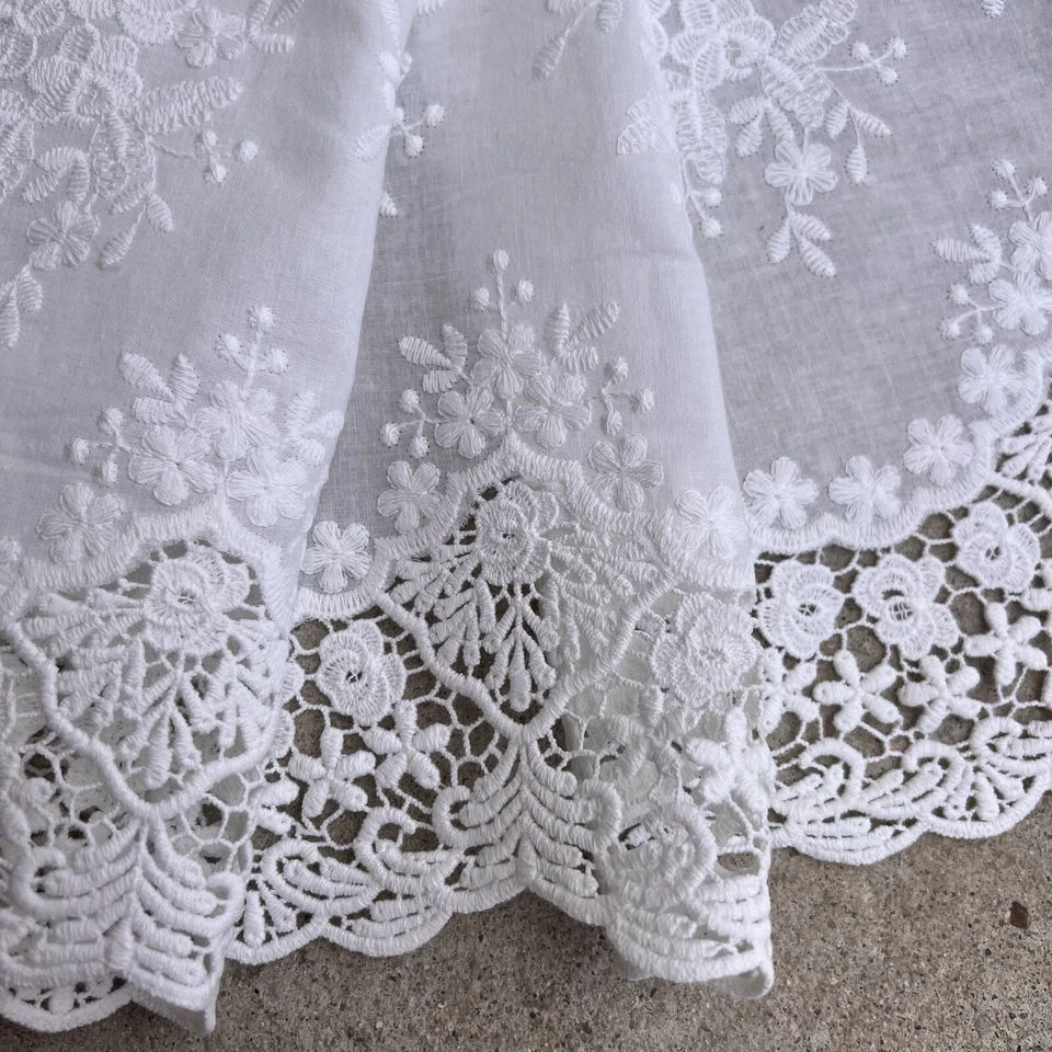 Cotton Lace trim 14 inches (35cm) wide for Embroidered Bridal Crochet Fabric - Image 4 of 4